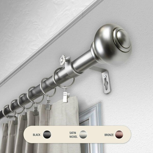 Kd Encimera 1 in. Dani Curtain Rod with 160 to 240 in. Extension, Satin Nickel KD3738934